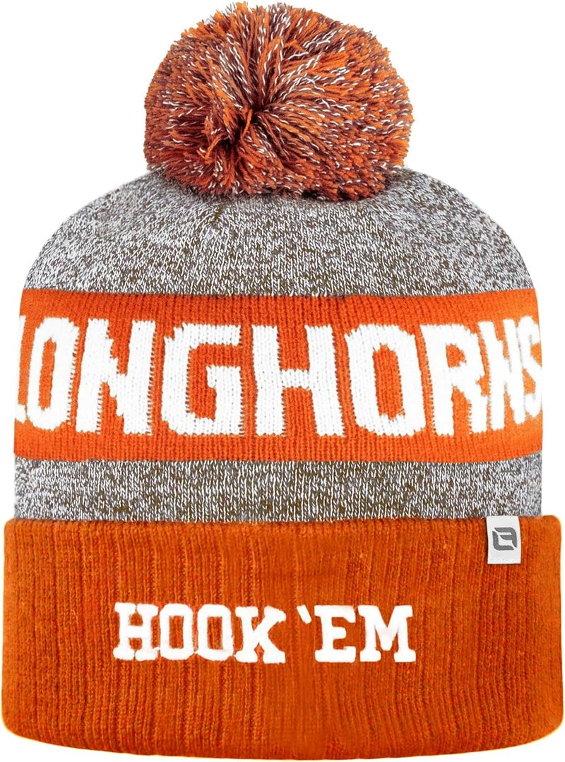 LogoFit NCAA Team Color-Embroidered Logo -Cuffed Knit Skully Beanie Pom Hat-OSFM - Image 2